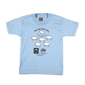 Vintage Mary Had a Little Lamb Youth‎ 6-8 Blue Single Stitch Graphic T-Shirt